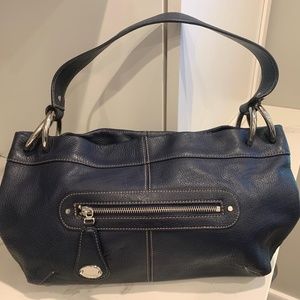Dark Blue Leather Tignanello satchel bag EUC